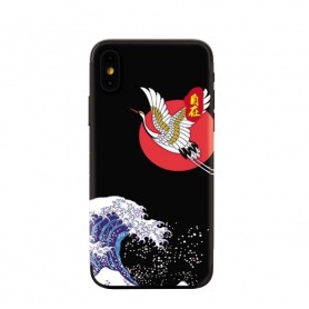 Protection dorsale 3D tlphone portable lune rouge