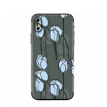 Tlphone portable 3D protection dorsale tulipe bleue